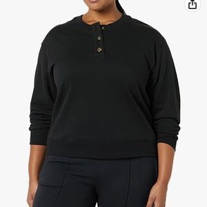 Amazon essentials Women’s‎ pkus size Henley fleece sweatshirt . NWT
